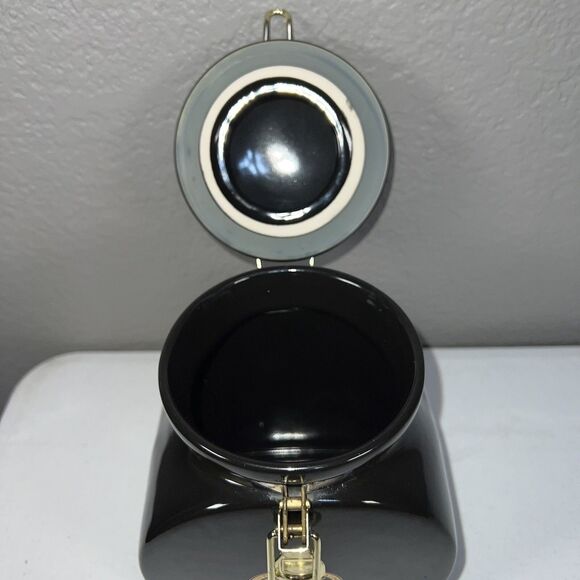 European Coffeehouse Collection Brown & Gold Coffee Canister Jar W/ Locking Lid - Picture 5 of 6